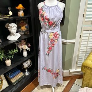 J. Peterman Lavender Floral Halter Maxi Dress - Size 10